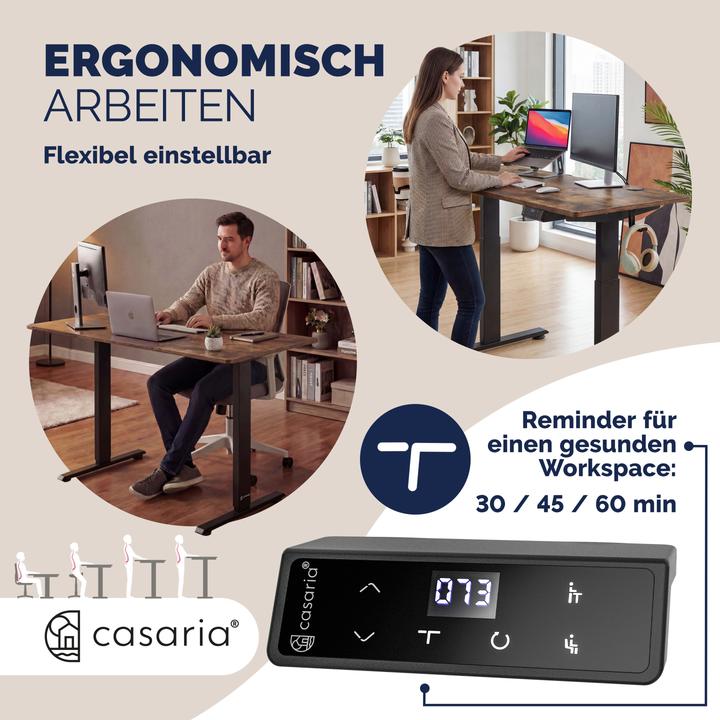 Image du produit Casaria Höhenverstellbarer Schreibtisch (160 x 70 x 72 cm)