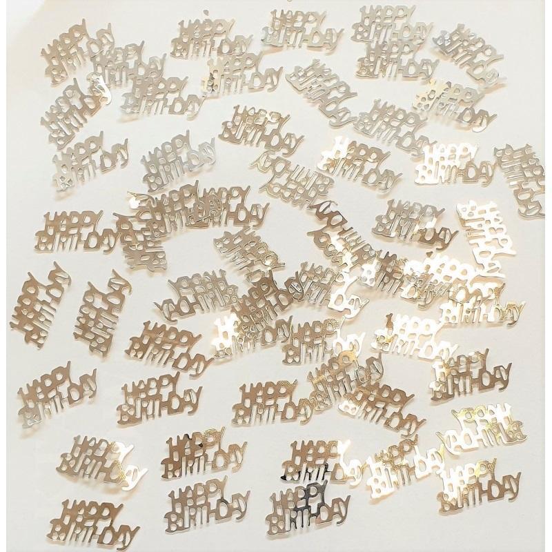 Unique Silbermetallic-Happy-Birthday-Konfetti