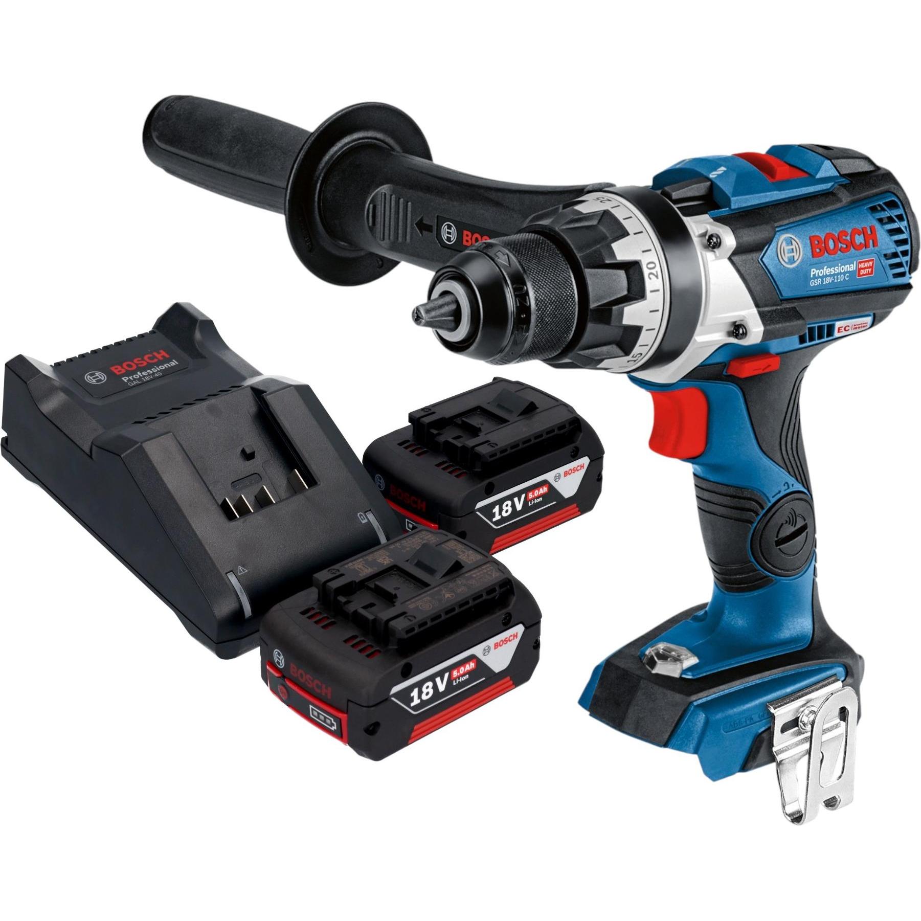 Bosch Professional, Bohrmaschine + Akkuschrauber, Bosch GSR 18V-110 C Professional Akku Bohrschrauber 18 V 110 Nm Brushl...