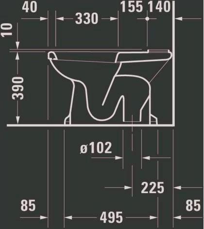 Actual product image Duravit Pedestal WC 1930 deep, 355x665mm outlet vertical white