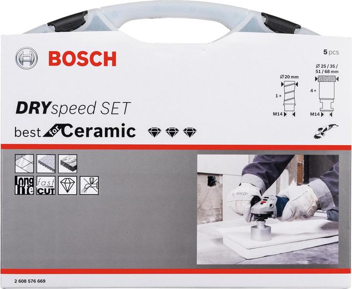Produktbild Bosch Professional Zubehör PRO Ceramic dry X-Lock Bohrkronen-Set, 68 x 33, 51 x 33, 35 x 33, 25 x 33, 20 x 33 mm, 5-tlg. (25 mm, 35 mm)
