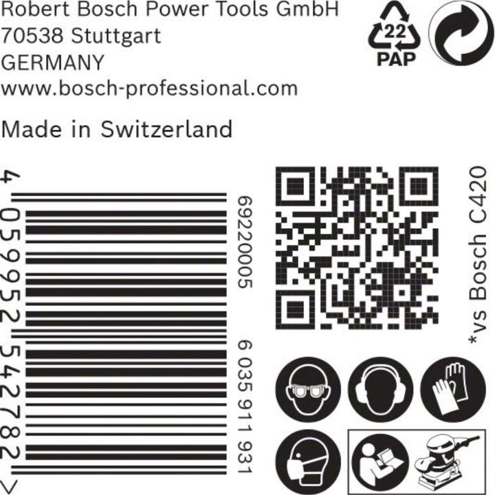 Produktbild Bosch Professional Zubehör EXPERT C470 Schleifpapier mit 8 Löchern für Schwingschleifer, 93 x 186 mm, G 180, 50-tlg. (180)