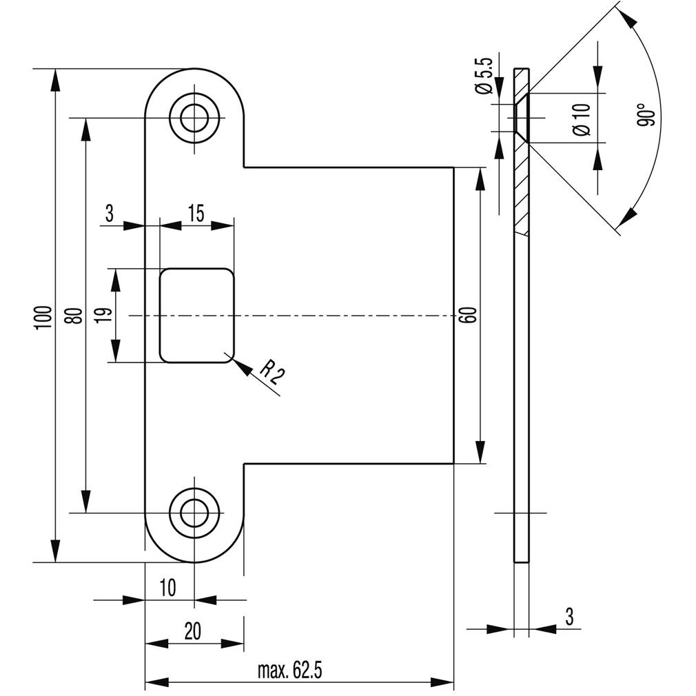 Thumbnail - BKS, Türgriff + Fenstergriff, Lappenschliessbleche B 9000 (Schliessblech)