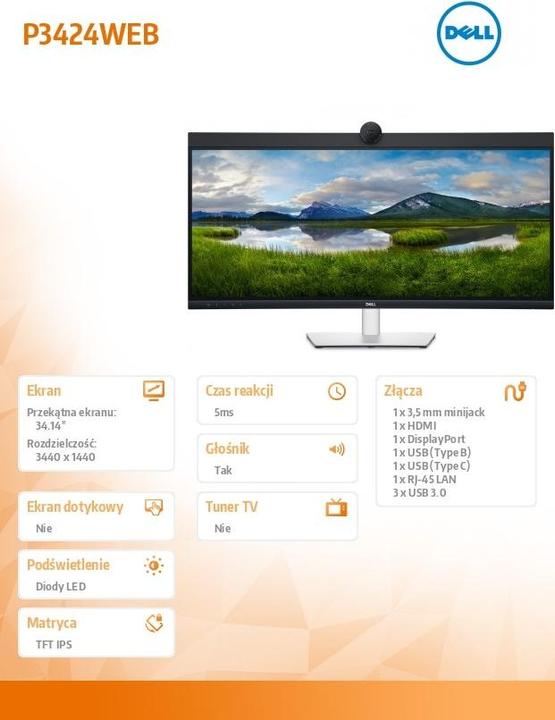 Immagine prodotto Dell P3424WEB (3440 x 1440 pixel, 34")
