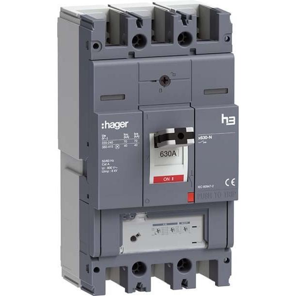 Hager HNJ630GR h3 x630 LSnI 3P3D 630A 40kA Leistungsschalter, Relais