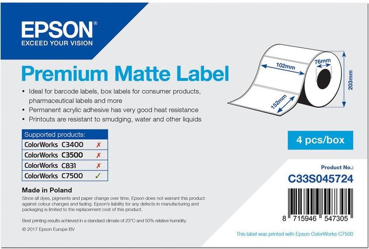 Epson Premium Matte Label (10.20 cm)