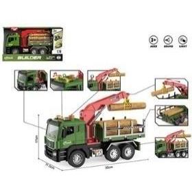 MADE Autotransport von Holz mit Kran 1:10 Lichtsound