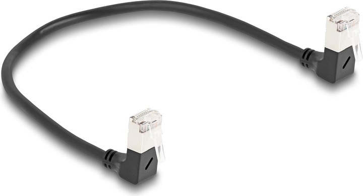 Produktbild Delock RJ45 Netzwerkkabel Cat.6A S/FTP Slim 90° unten / unte (S/FTP, CAT6a, 0.25 m)