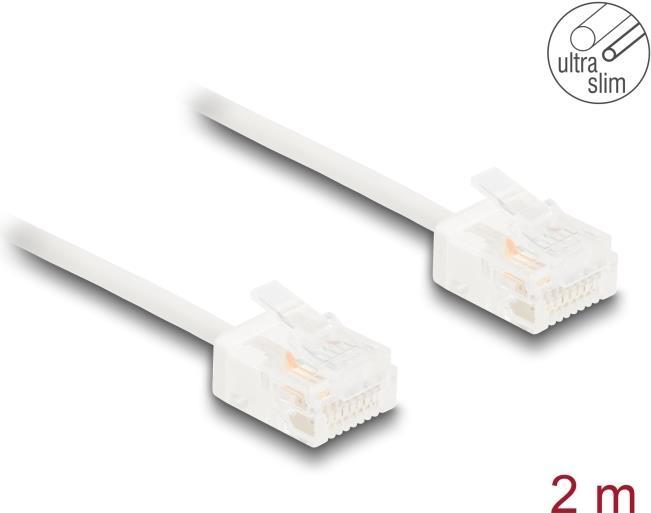 Produktbild Delock RJ45 Netzwerkkabel Cat.6 UTP Ultra Slim 2 m weiss mit (U/UTP, CAT6, 2 m)