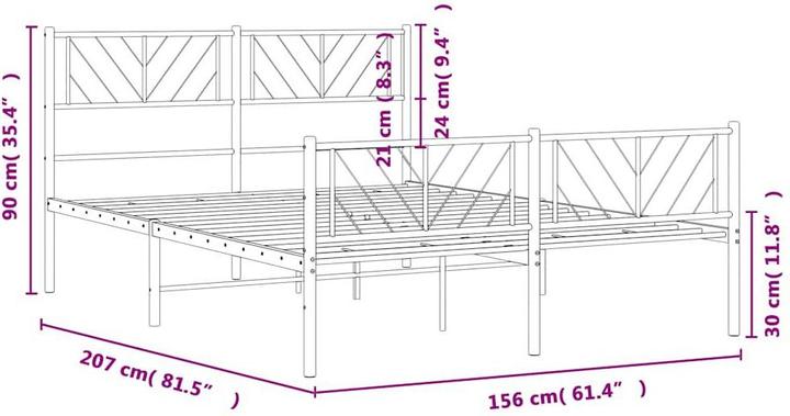 Produktbild vidaXL Metall Bettgestell (150 x 200 cm)