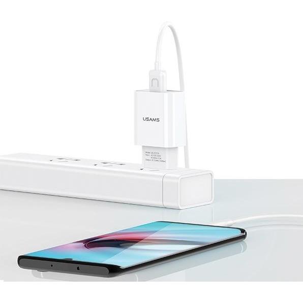 Thumbnail - Usams lad. siec. 1xUSB T21 micro USB bialywhite 2,1A Fast Charging T21OCMC01, USB Ladegerät, Weiss
