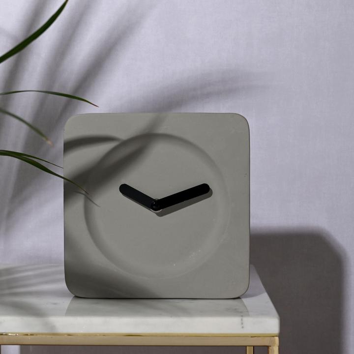 Actual product image Interval Square Cement Mantel Clock - 18cm