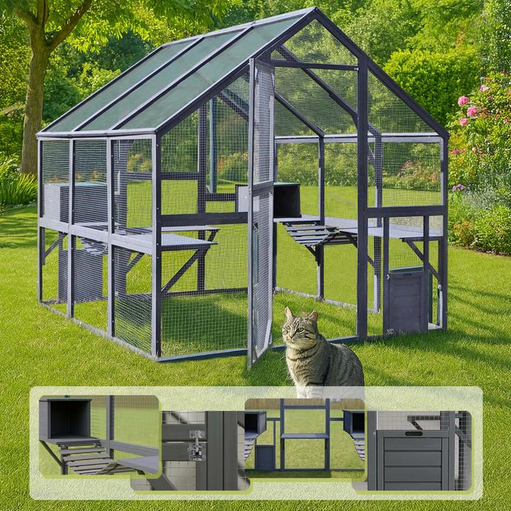 Produktbild Wiltec Freilaufgehege Katzen 210x187x187cm Katzenfreigehege Holz Aussengehege