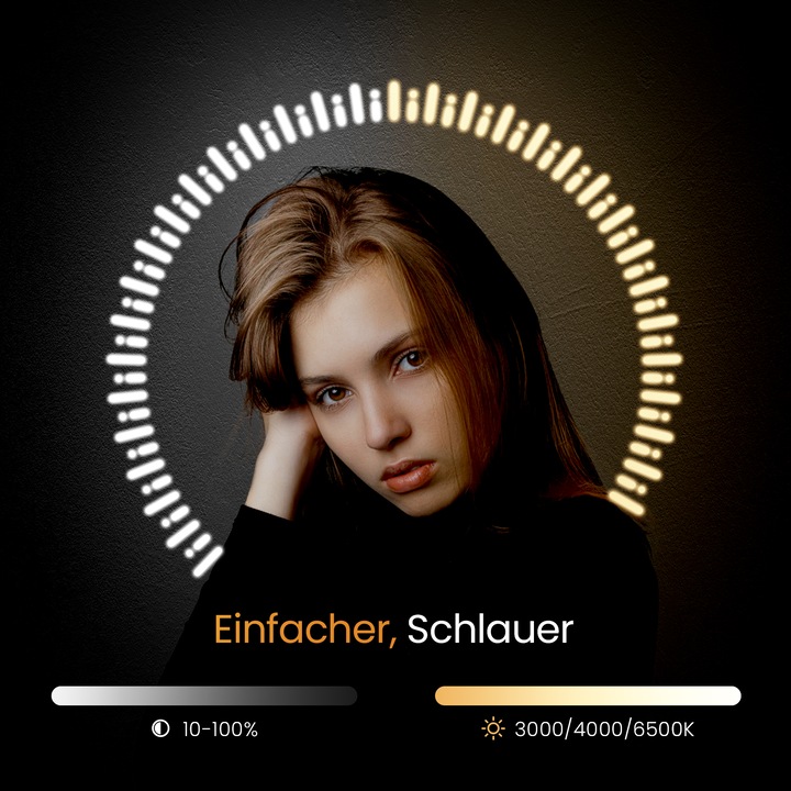 Produktbild Emke Badspiegel mit Beleuchtung Φ50cm,Beschlagfrei, 3 Farbtemperaturen(3000K-6500K) und dimmbaren