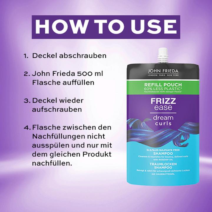 Image du produit John Frieda Recharge de shampooing Frizz Ease Traumlocken (500 ml, Shampoing liquide)