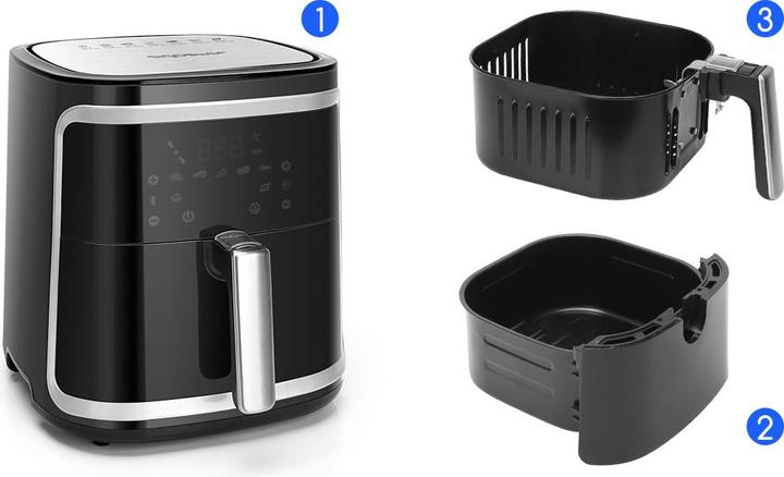 Image du produit Aigostar 1900W 7L Air Fryer-Electronic dual pot Black VDE/Cube