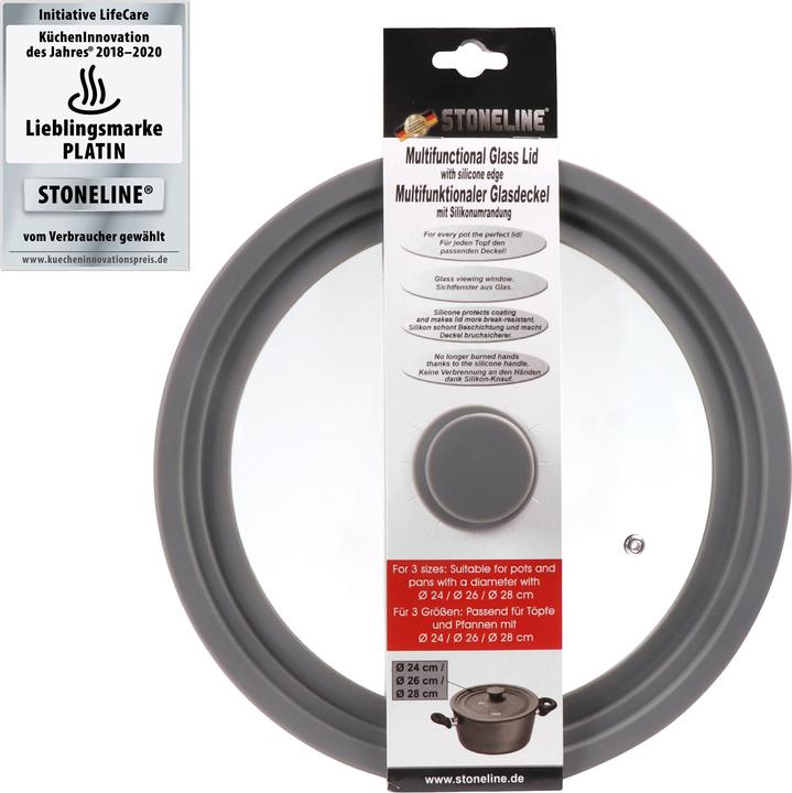 Produktbild Stoneline 14330 Universal glass lid for 24/26/28 cm (28 cm, Glas, Kunststoff)