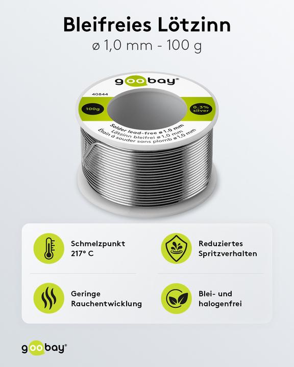 Actual product image Goobay Professional lead-free solder, ø 1.0 mm, 100 g (Solder)