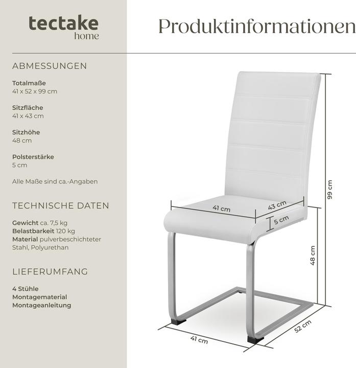 Image du produit tectake 4x Schwingstuhl