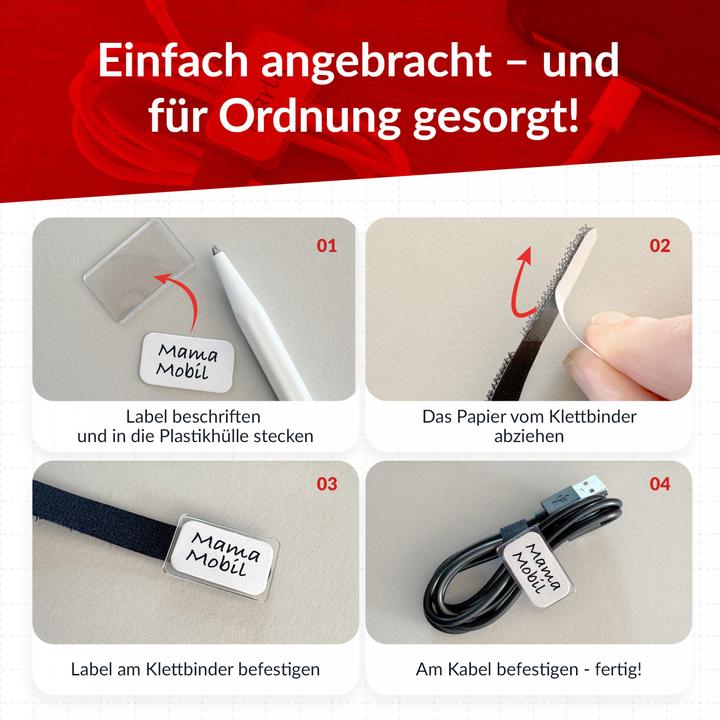 Produktbild Label-the-cable kleine Klettbinder mit Etikette (Klettkabelbinder, 90 mm, 10 Stk.)