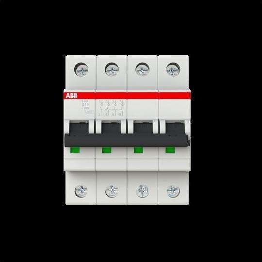 Actual product image ABB Automatsikring D 16A, 4 polet D-karakteristik 6kA kortslutningsbrydeevne 230/400V AC, 72 mm bred