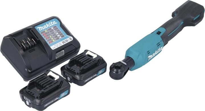 Produktbild Makita WR 100 DWA Akku Ratschenschrauber 12 V 47,5 Nm 1/4" 3/8" + 2x Akku 2,0 Ah + Ladegerät (1/4", 3/8")