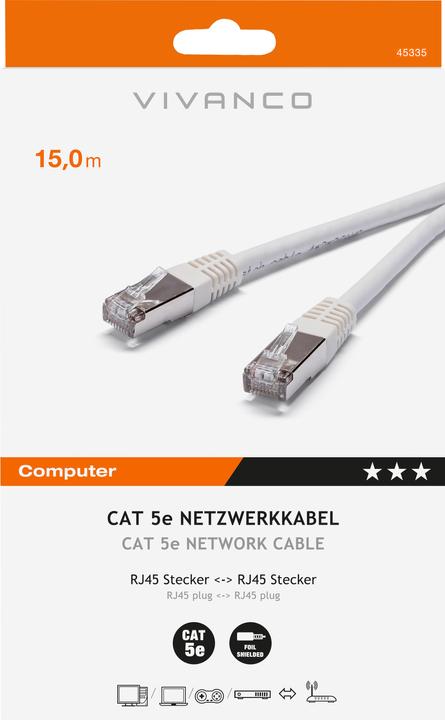 Image du produit Vivanco network lead grey Câble réseau (UTP, CAT5e, 15 m)