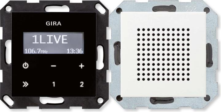 Produktbild Gira Radio UP RDS reinweiss 228003 System 55 Bedienaufs. Schwarzglas (FM)