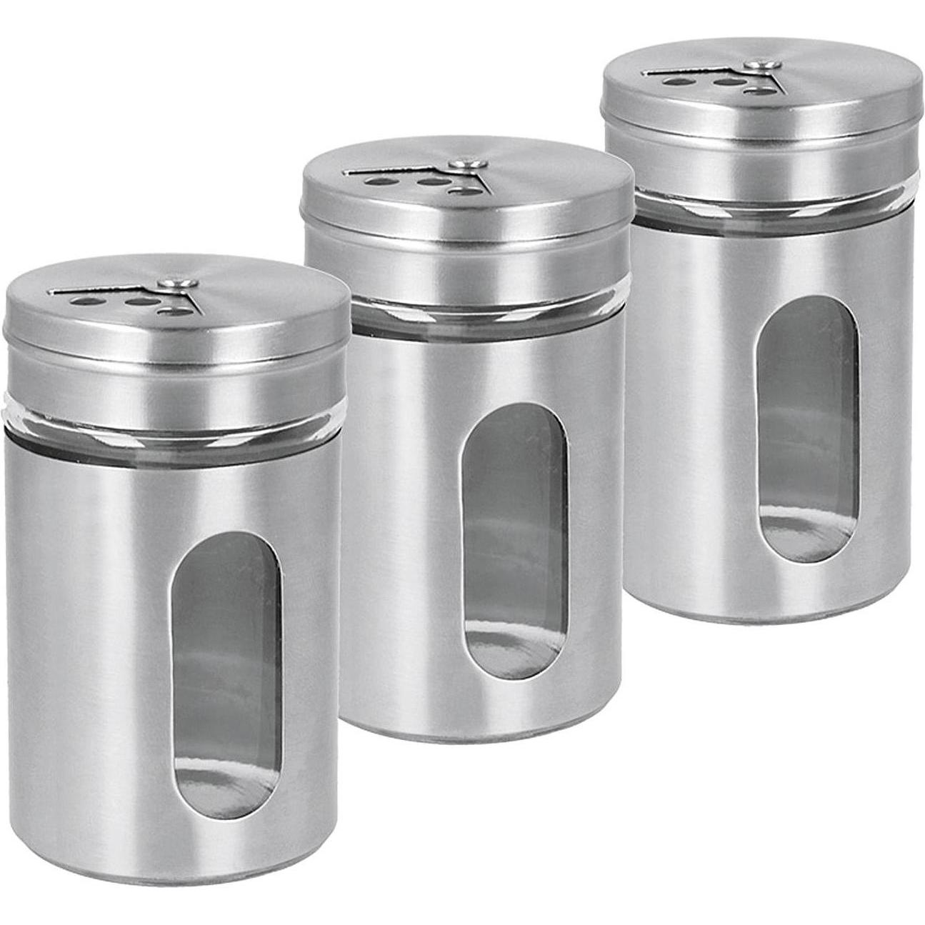 Metaltex Gewürzstreuer Ø5 3er, Pfeffermühle + Salzmühle, Silber