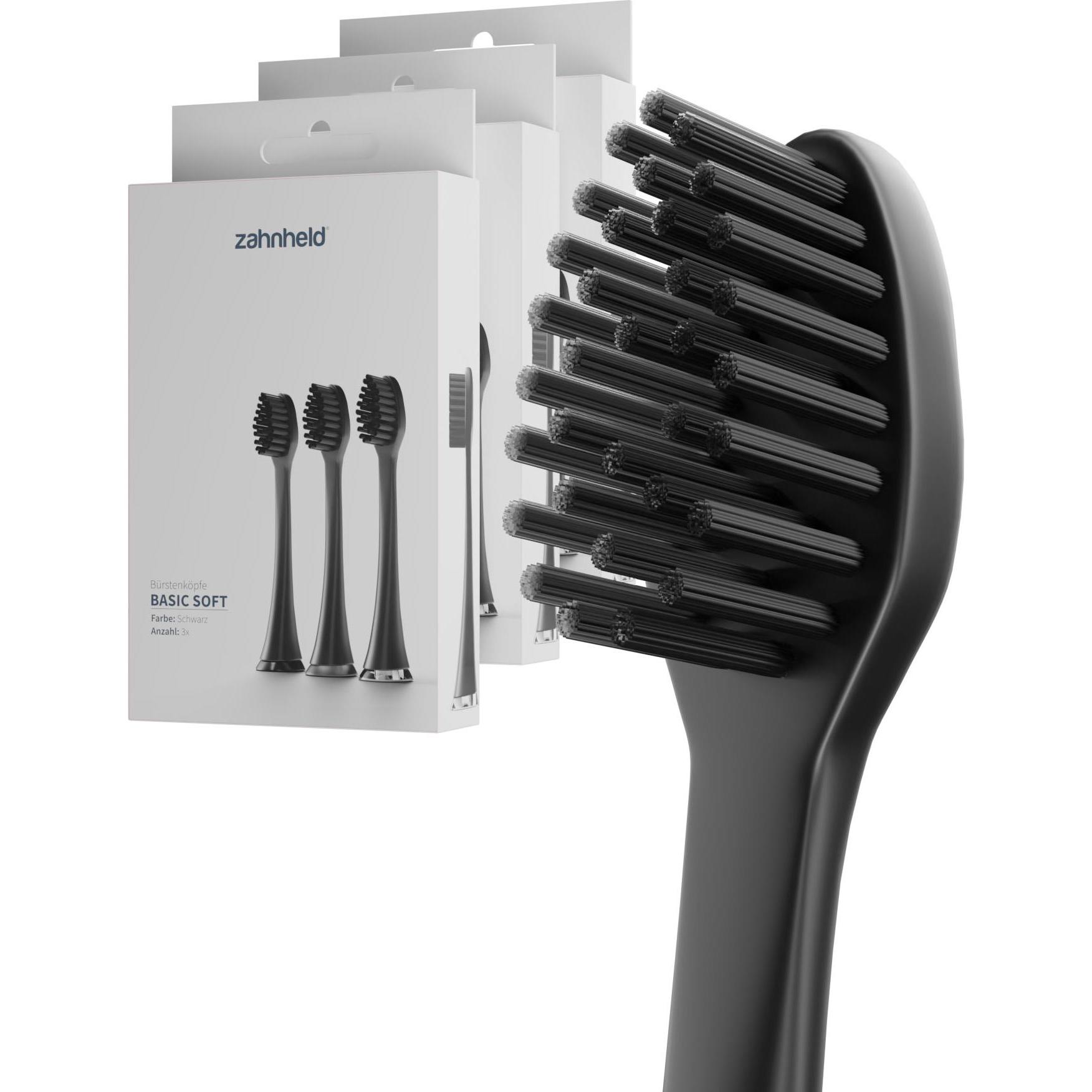 Zahnheld, Zahnbürstenkopf, Bürstenkopf Basic Soft 9x Schwarz (9 x)