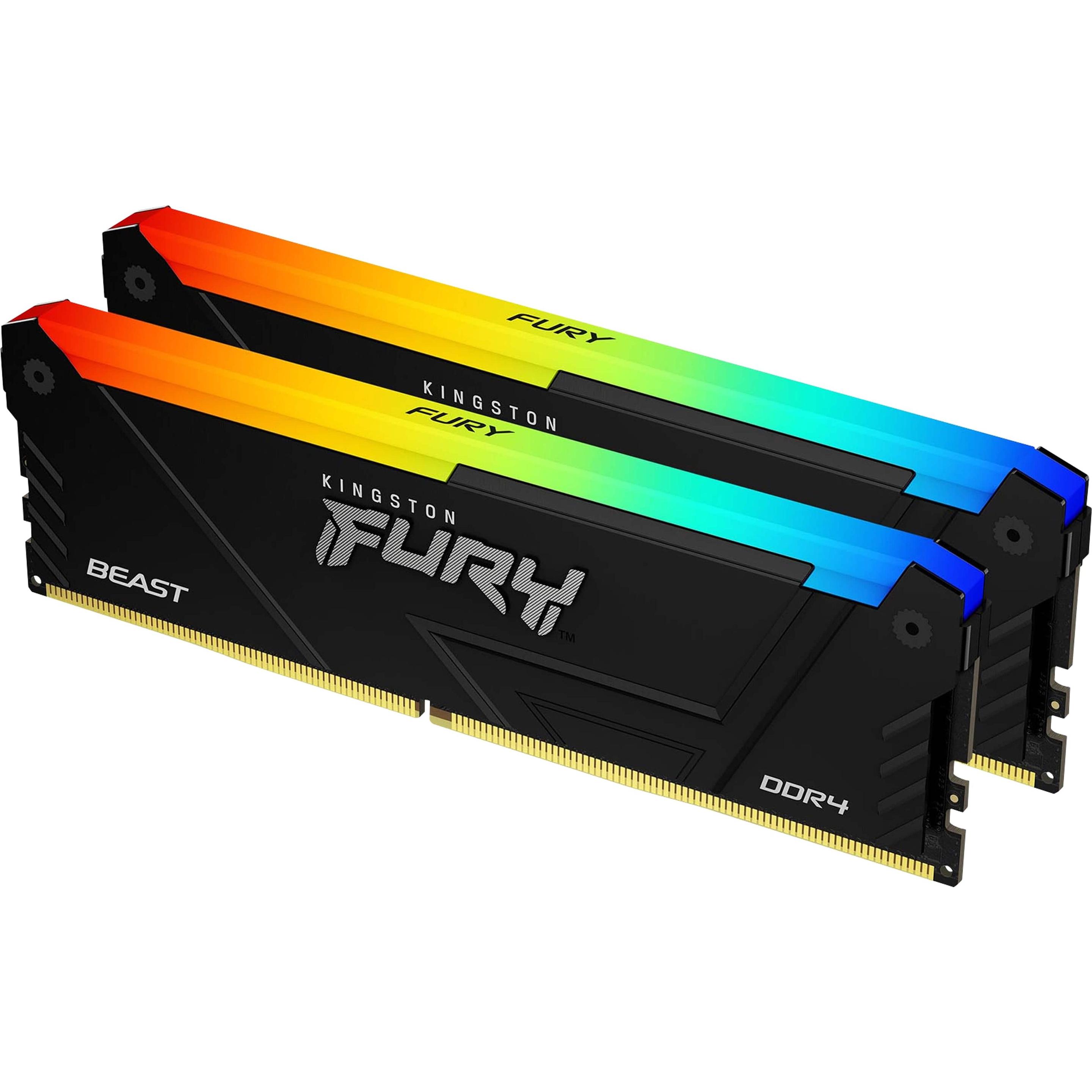 Kingston Fury Beast (2 x 8GB, 3200 MHz, DDR4-RAM, DIMM), RAM, Schwarz