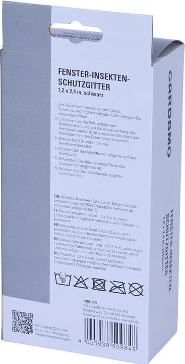 Actual product image Siena Garden Fliegengitter 1,2 m x 2,4 m schwarz für Fenster mit Klettband (240 x 120 cm)