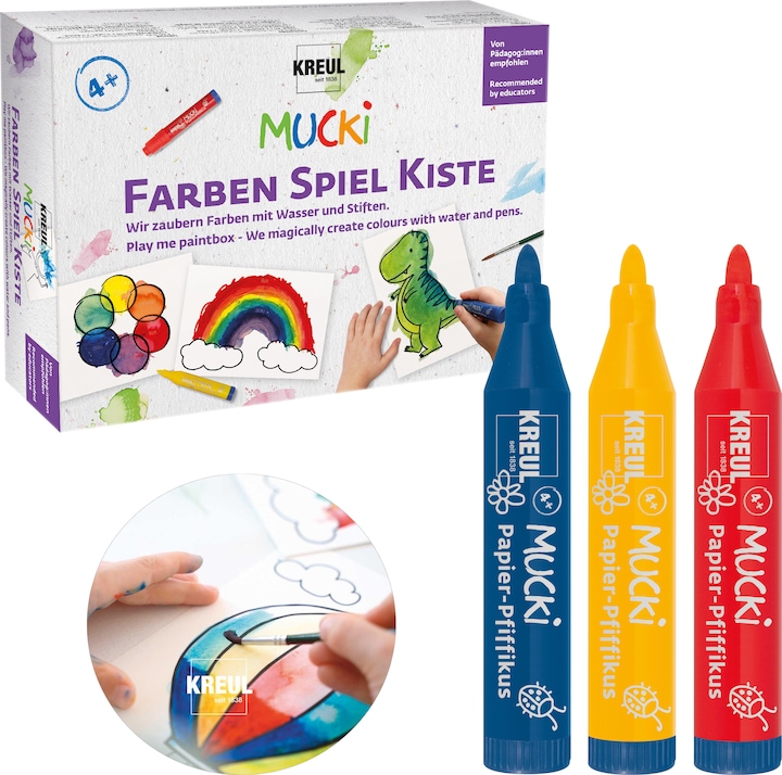 Produktbild Mucki Farben Spiel Kiste Wir zaubern Farben mit Wasser und Stiften (Blau, Rot, Gelb, Mehrfarbig)