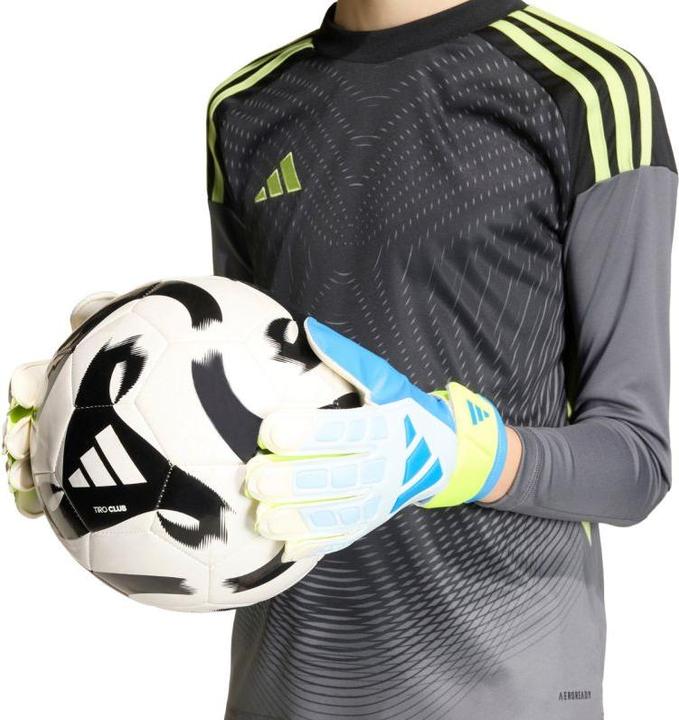 Actual product image Adidas Predator Training Kids' Goalkeeper Gloves White, Yellow, and Blue KA7793 (5)
