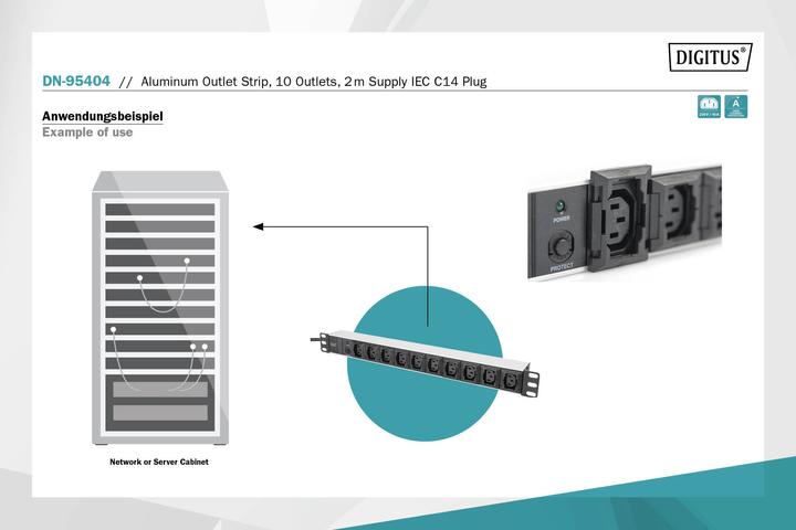 Image du produit Digitus DN-95404 bande de prises 10x prises IEC C13