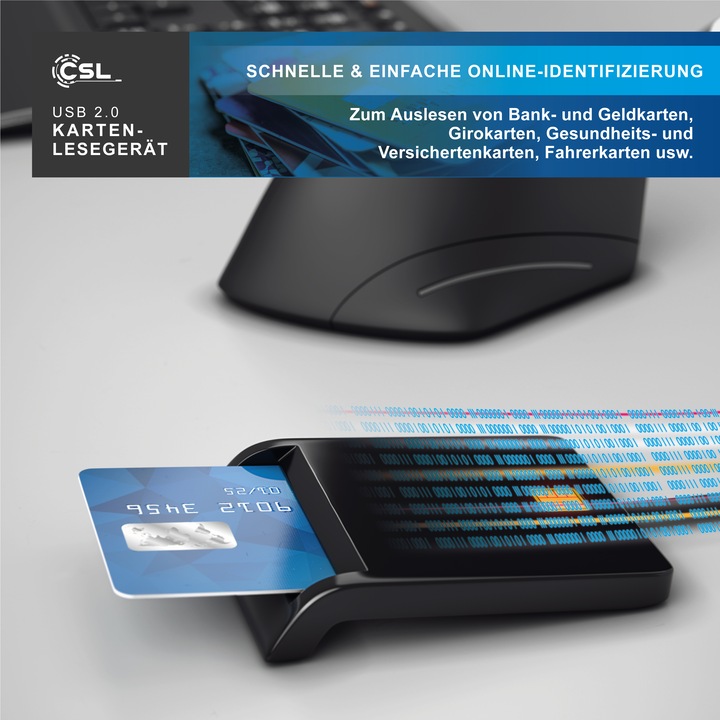 Produktbild CSL HBCI Chipkartenleser, USB Karten Leser HBCI fähig für eine schnelle Online-Identifizierung (USB)