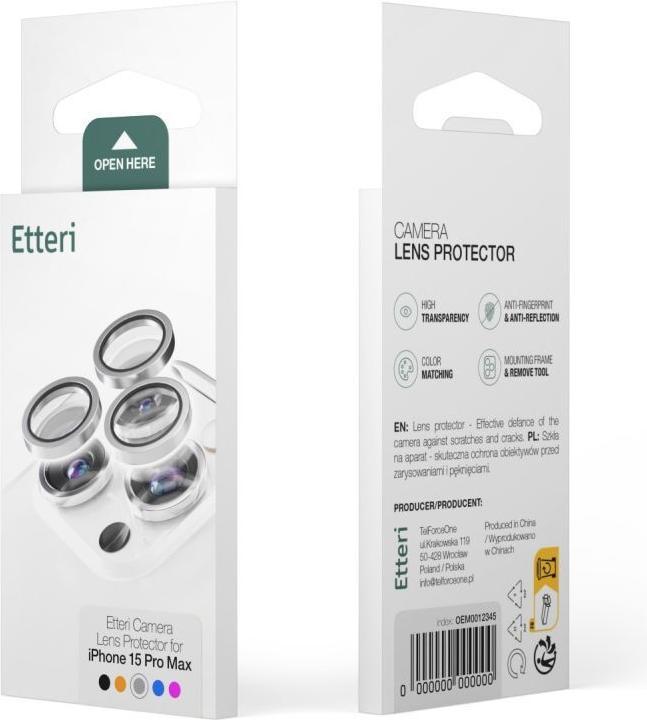 Actual product image Etteri camera lens protector for iPhone 17 Pro / 17 Pro Max blue (3 pcs., Apple iPhone 17 Pro, Apple iPhone 17 Pro Max)