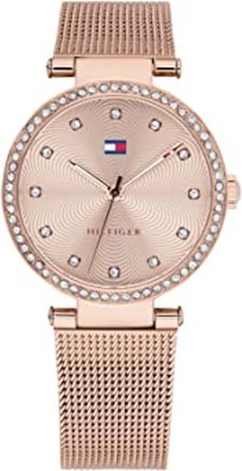 Actual product image Tommy Hilfiger Ladies Analogue Quartz Watch with Stainless Steel Strap 1782508 Rose Gold strappy (Analogue wristwatch, 32 mm)