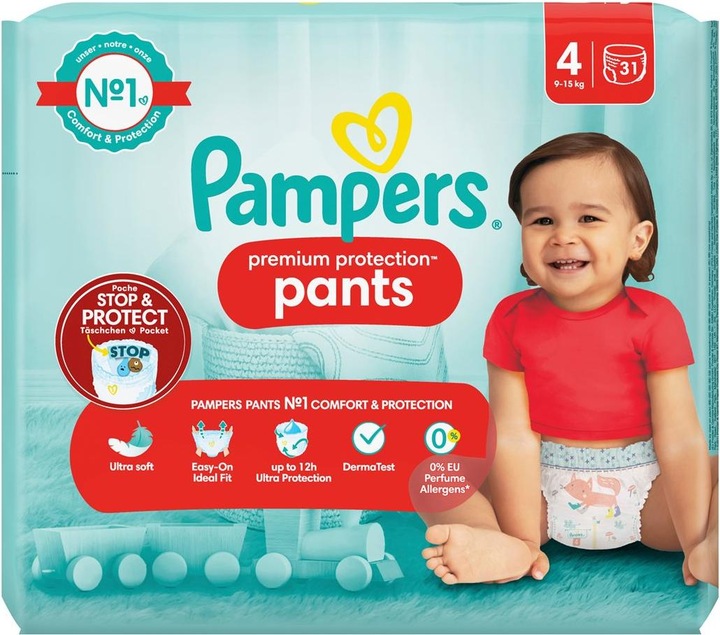 Immagine prodotto Pampers Protezione Premium (Dimensione 4, Pacco trasportabile, 31 Pezzo/i)