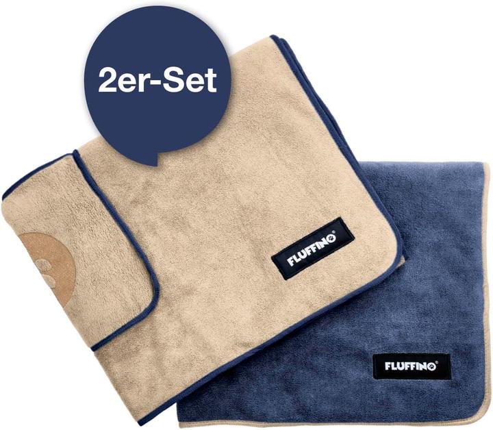 Image du produit Fluffino Set de serviettes pour chiens, Beige / Bleu, L (Chien)
