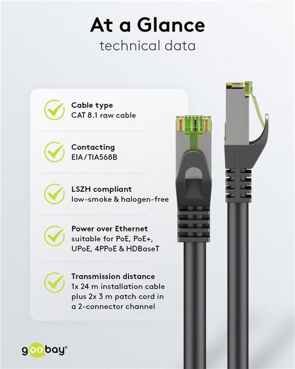 Productafbeelding Goobay RJ45 patchkabel met CAT 8.1 S/FTP ruwe kabel, grijs (S/FTP, CAT8.1, 15 m)