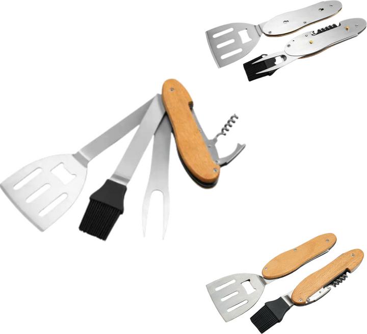 Productafbeelding Toolbrothers Outdoor Multitool Grill, roestvrijstalen barbecue bestek met vork, barbecue lepel