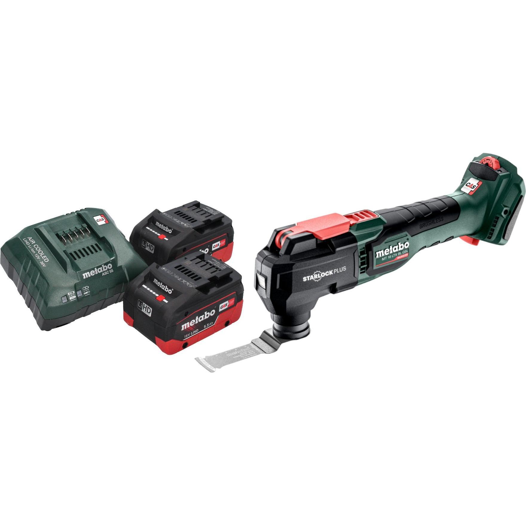 Metabo, Elettroutensile multifunzionale, MT 18 LTX BL QSL Akku Multitool 18 V Brushless Starlock Plus + 2x LiHD Akku 5,5 Ah +