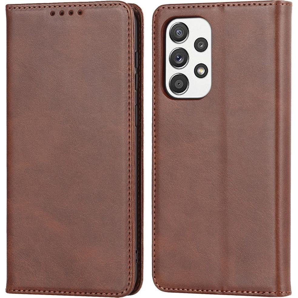 Cover-Discount Galaxy A33 5G - Stand Flip Case Hülle braun (Samsung Galaxy A33 5G), Smartphone Hülle, Braun