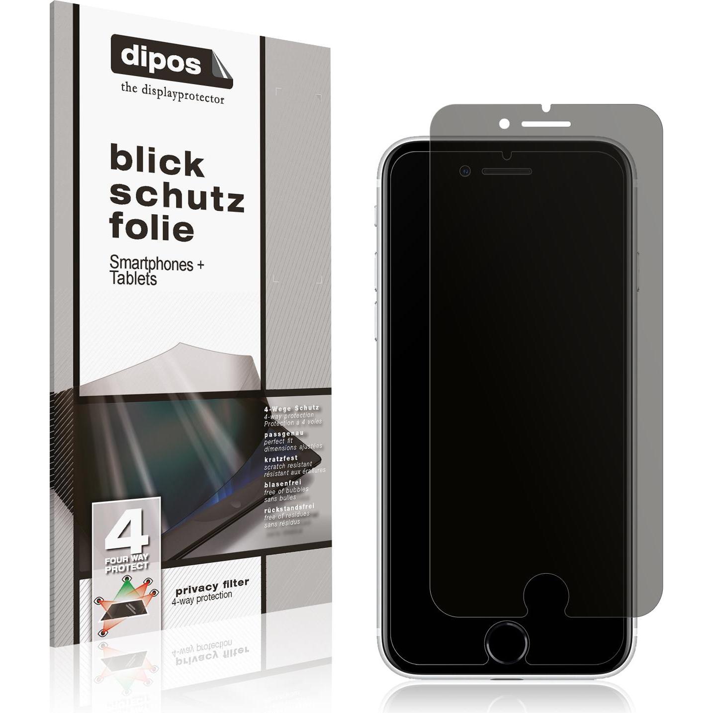 Dipos Blickschutzfolie 4-Way Privacy (1 Stück, Apple iPhone SE (3rd Gen)), Smartphone Schutzfolie, Transparent