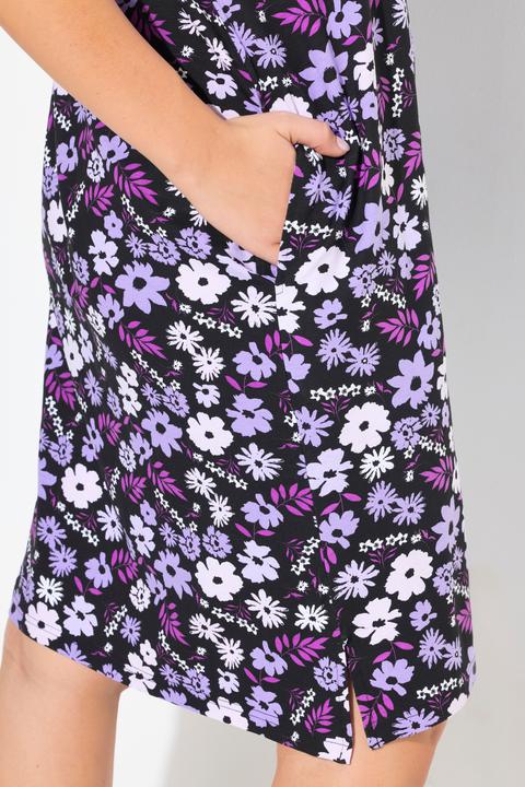 Produktbild Ulla Popken Jerseykleid, Blüten, A-Linie, V-Ausschnitt, Halbarm (42, 44)