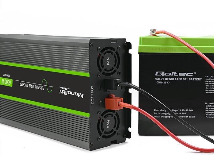 Productafbeelding Qoltec Przetwornica napięcia Monolith | 3000W | 6000W | 24V na 230V | Czysty Sinus | LCD