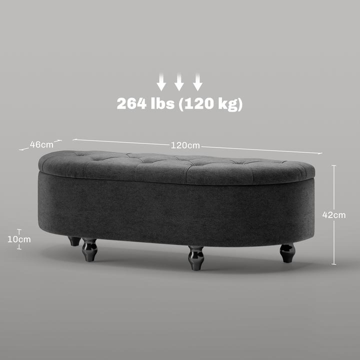 Image du produit Homcom Sitzbank Polyester, Gummiholz Dunkelgrau (46 cm)