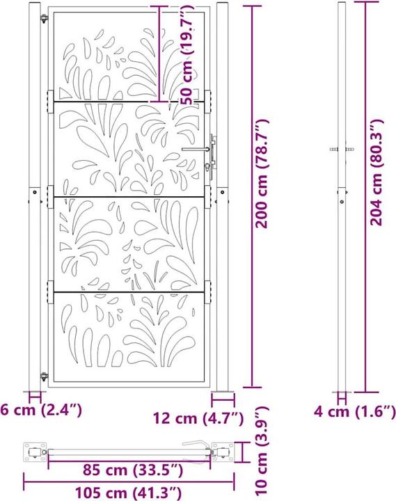 Image du produit vidaXL Portail de jardin 105x205 cm Acier résistant aux intempéries Design ondulé Portail de clôture