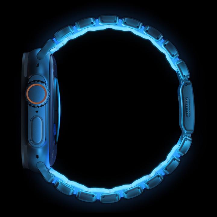 Produktbild Nomad Stratos Band Titanium Natural 49mm Icy Blue Glow (22 mm, FKM, Grad 4 Titan, Titan)